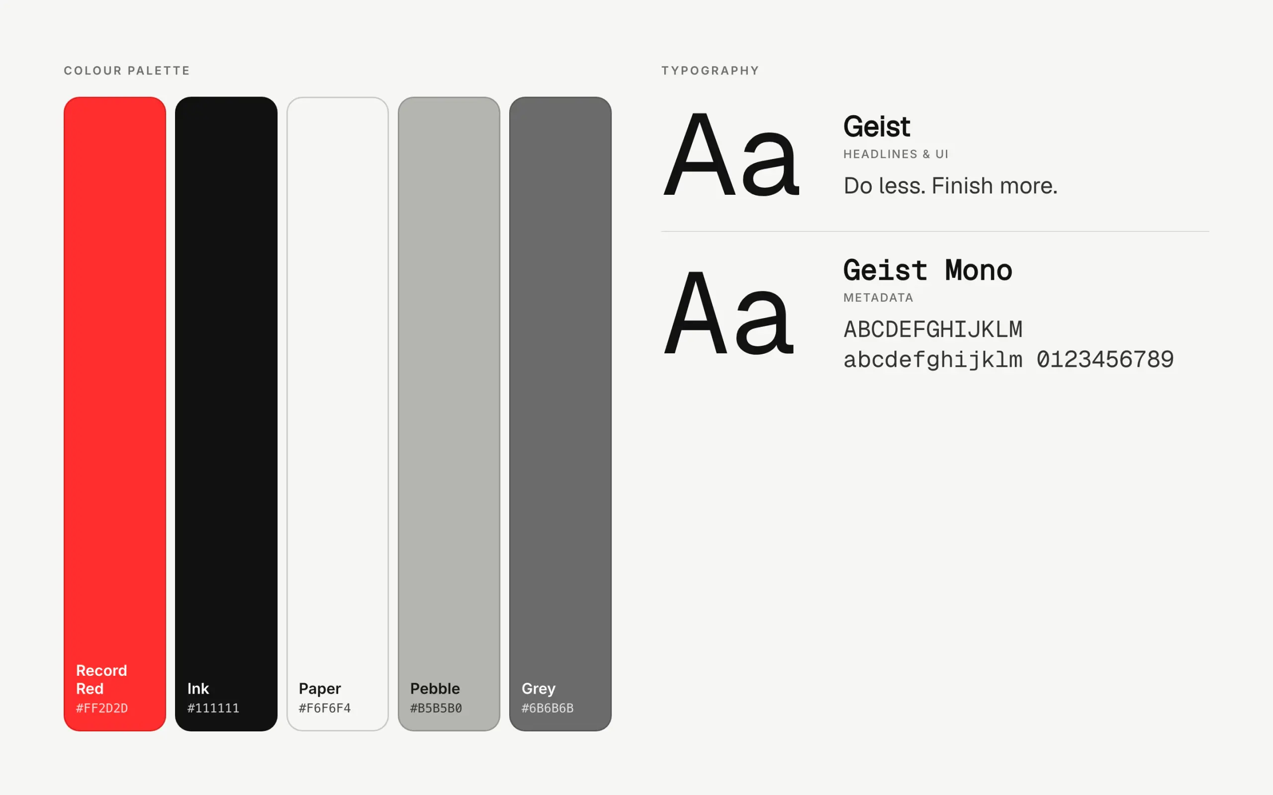 Deep Work Daily: colour palette and typography