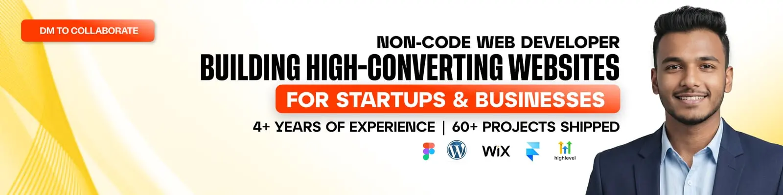 Ayman Tamim's LinkedIn banner: building high-converting websites for startups and businesses