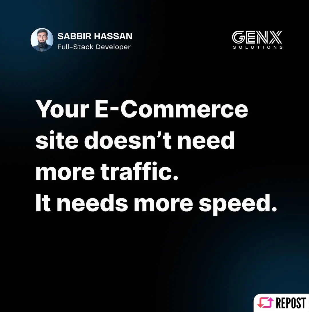 GenXSolution carousel, slide 2: Your store doesn't need more traffic, it needs more speed