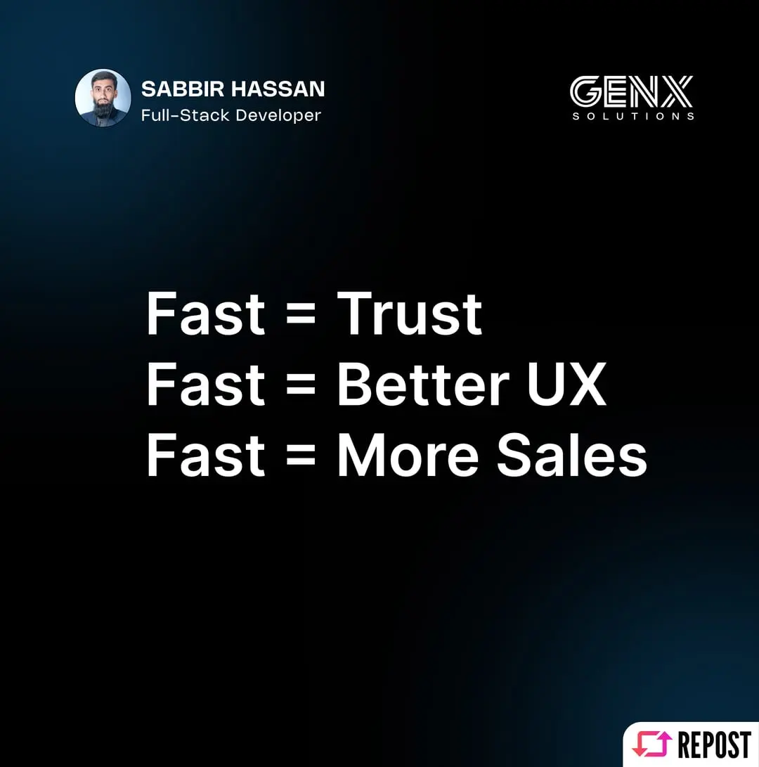 GenXSolution carousel, slide 5: Fast means trust, better UX and more sales