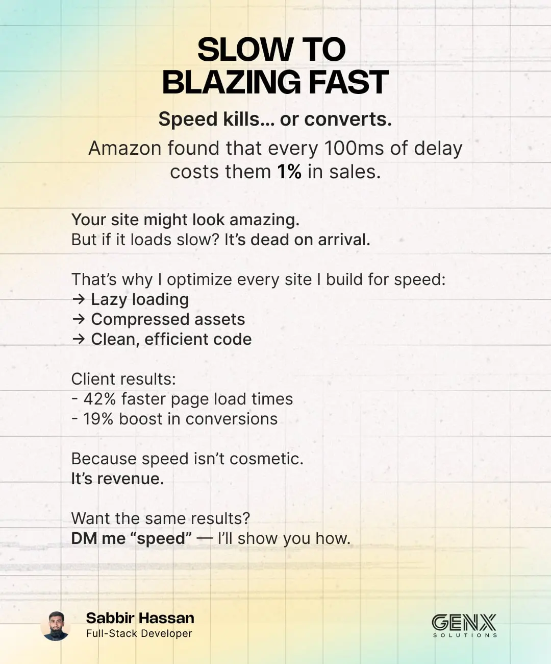 GenXSolution post: slow to blazing fast