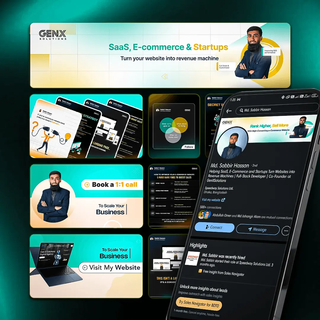 Sabbir Hassan's rebuilt LinkedIn profile, banners and Featured cards