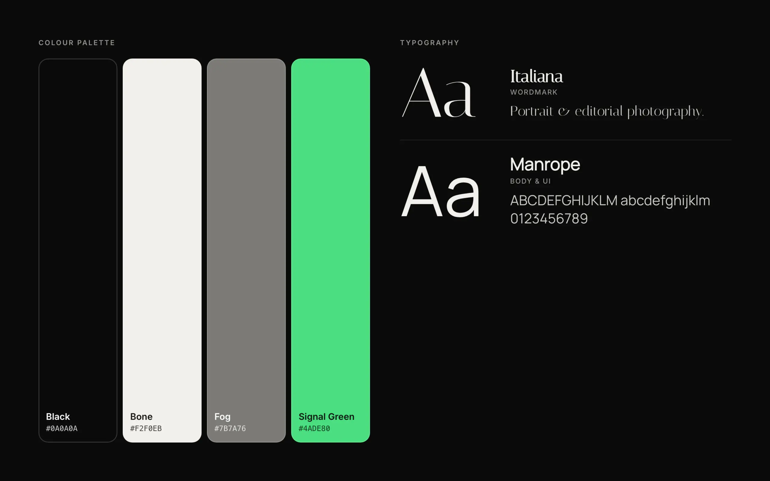 Lior Ben: colour palette and typography