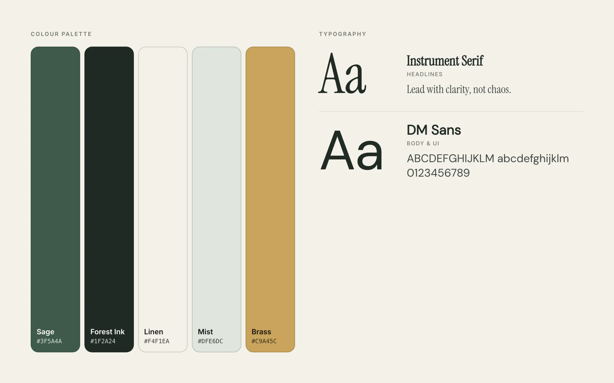 Maren Holt: colour palette and typography