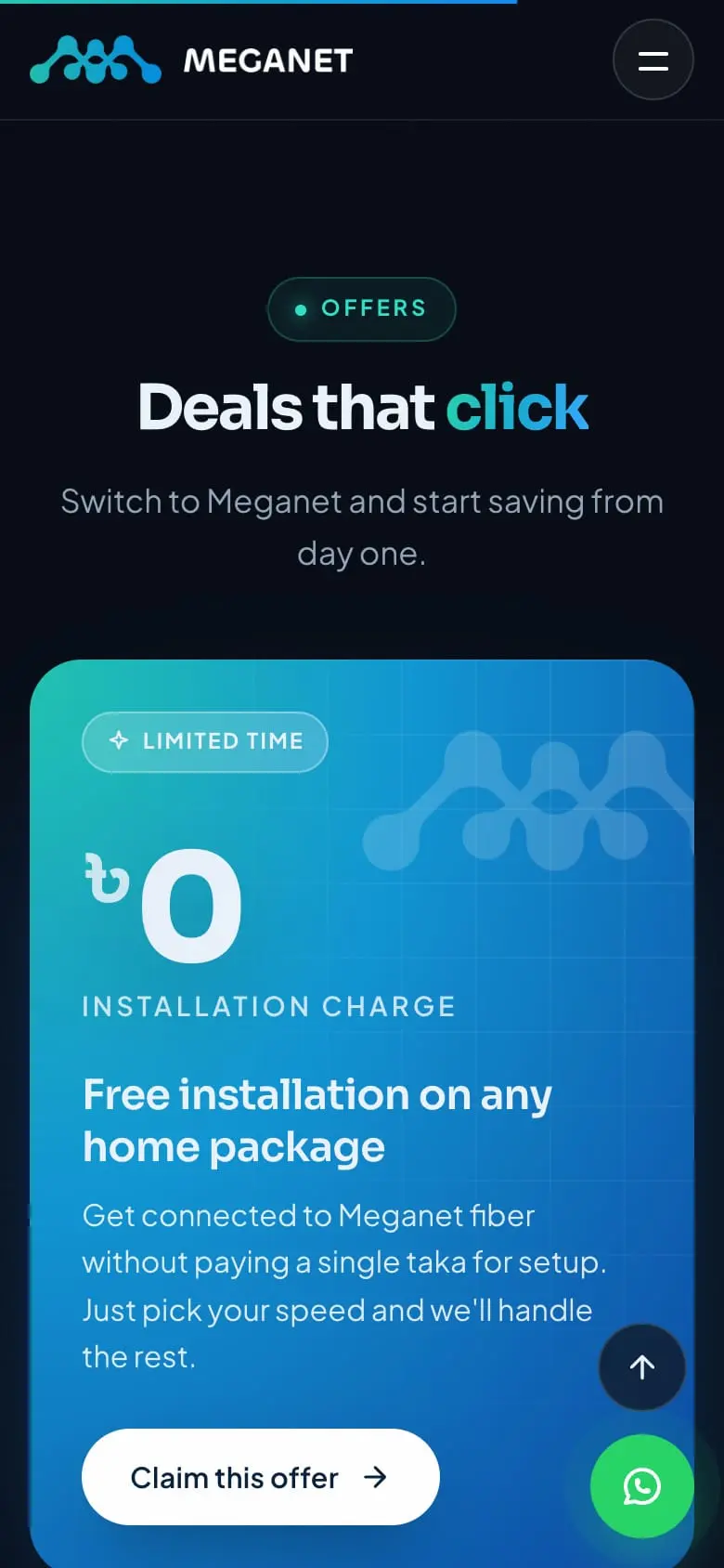 The offers on the Meganet website, phone