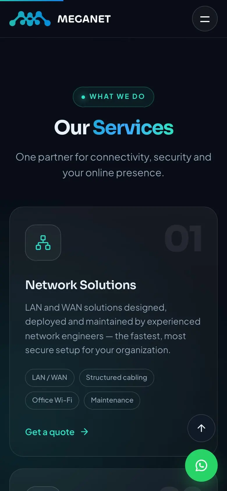 The services on the Meganet website, phone