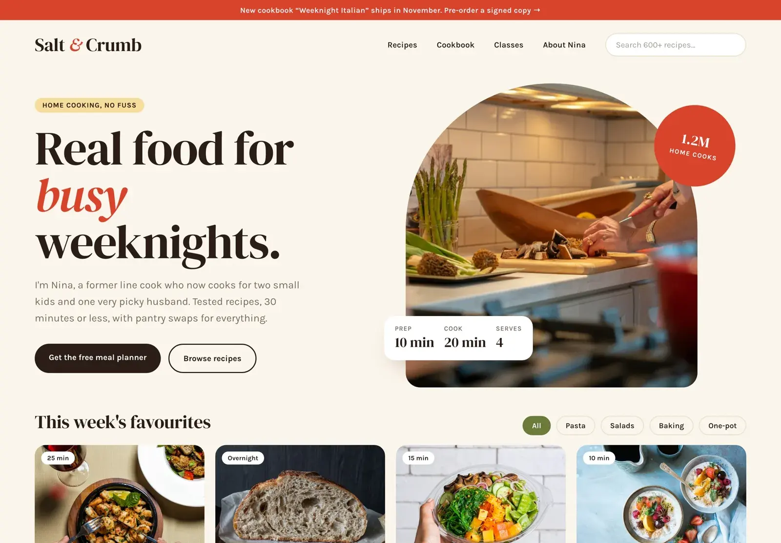Salt & Crumb landing page concept