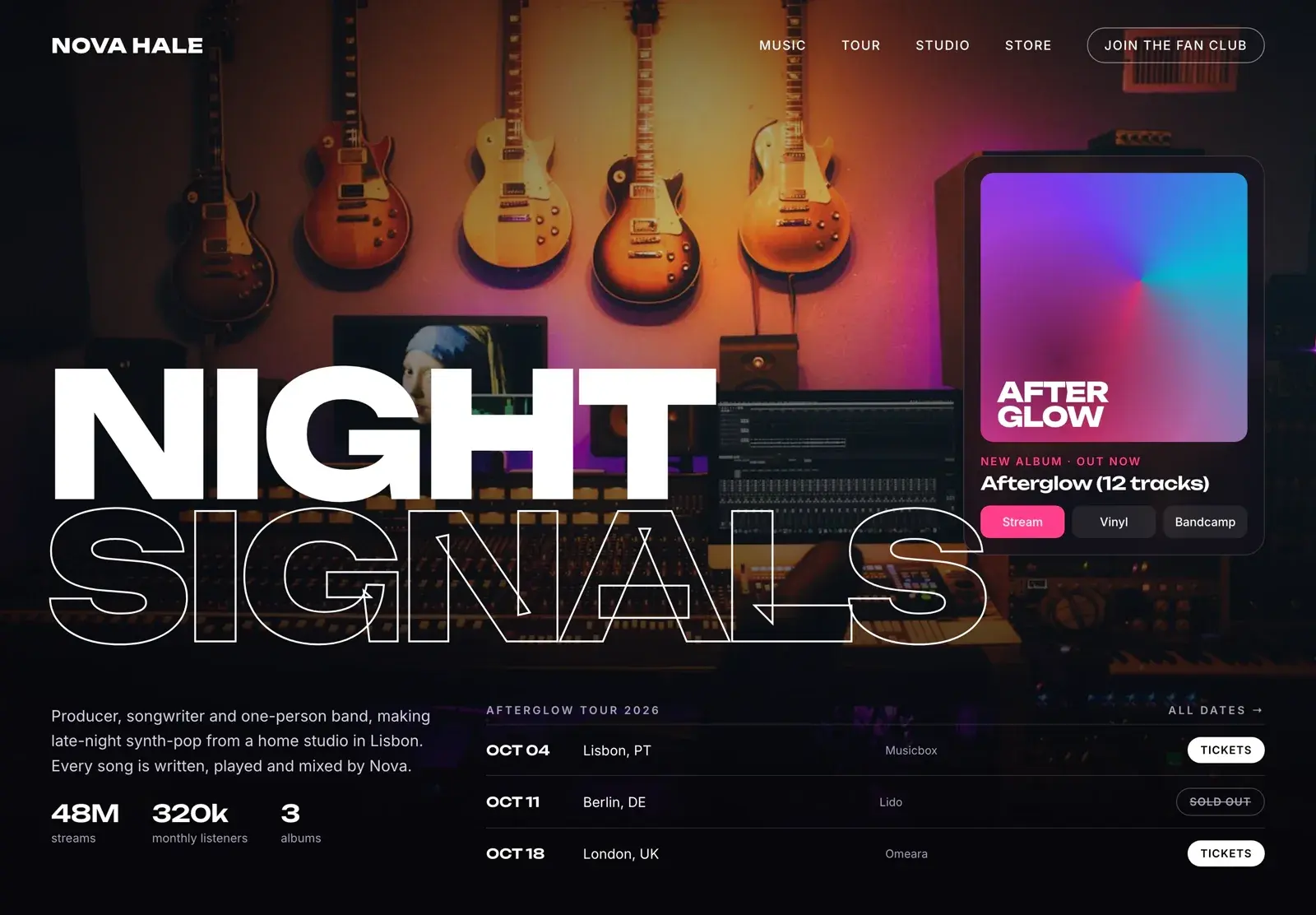 Nova Hale landing page concept