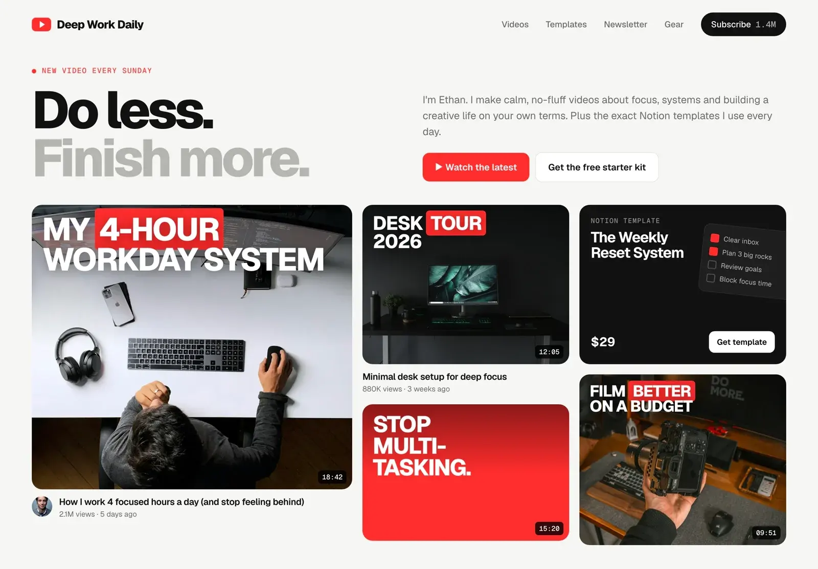 Deep Work Daily landing page concept