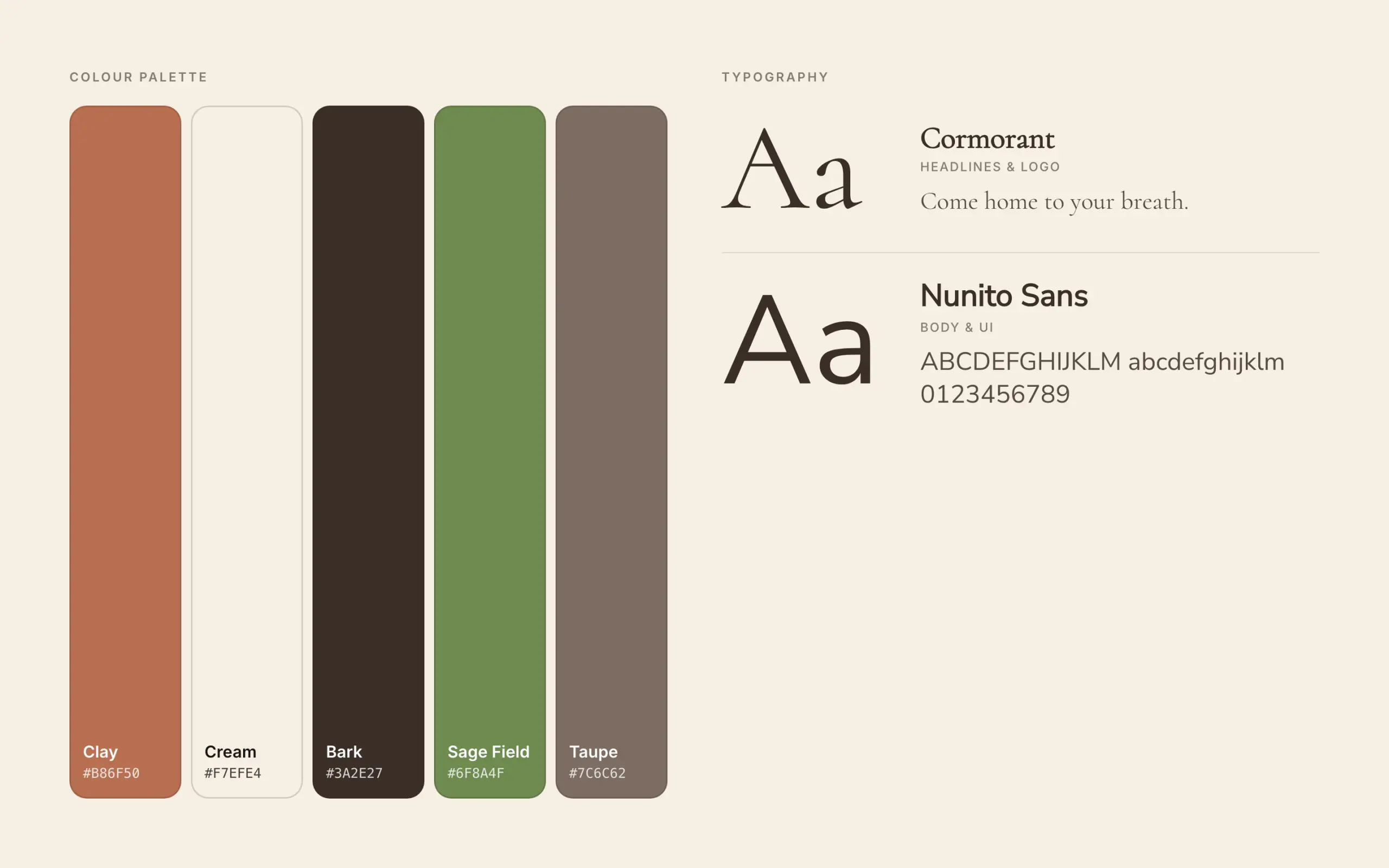 Soma: colour palette and typography