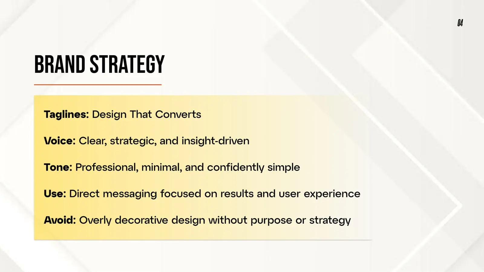 Ayman Tamim brand guideline, page 4: Brand strategy