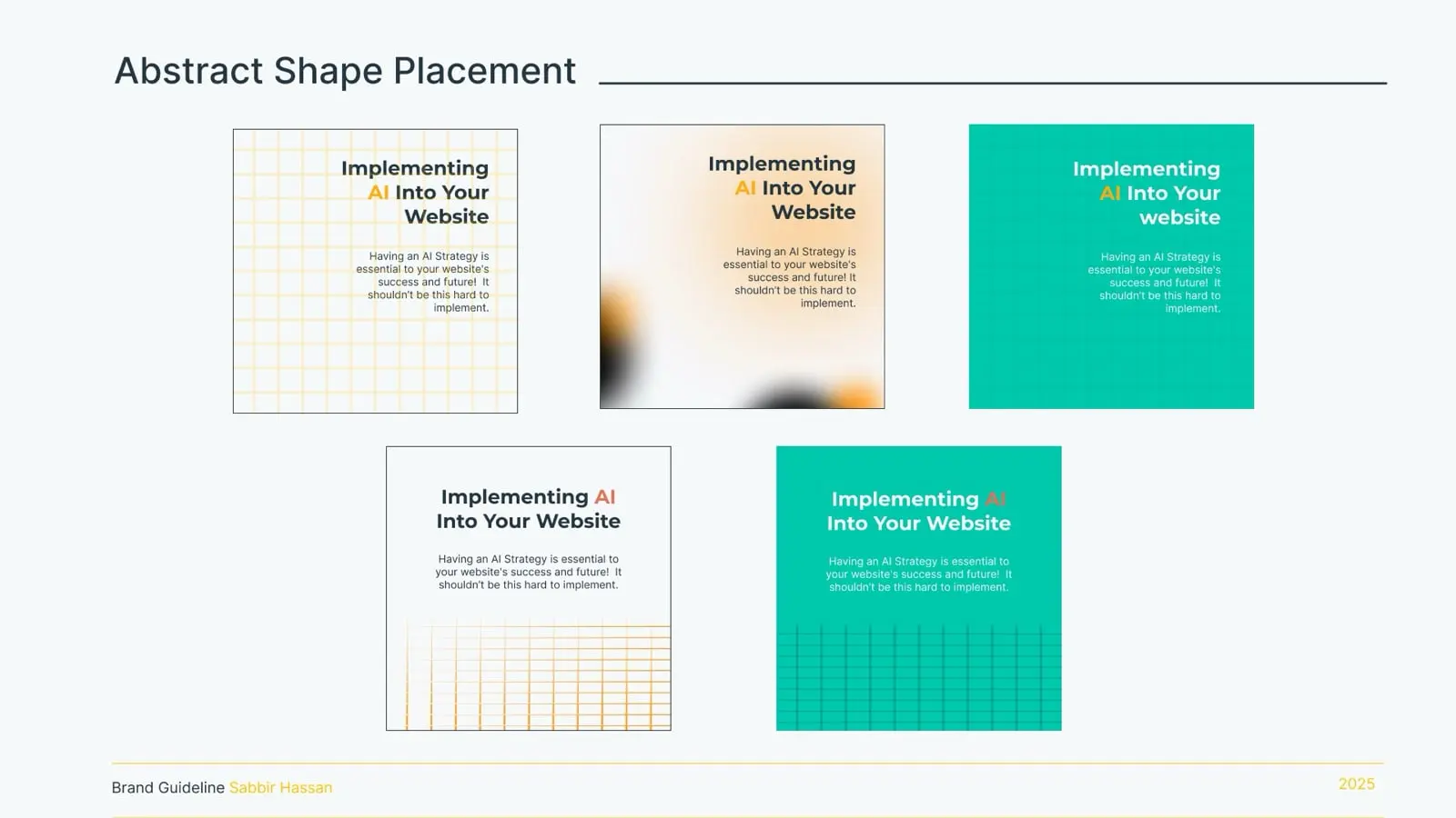 GenXSolution brand guideline, page 13: Abstract shape placement