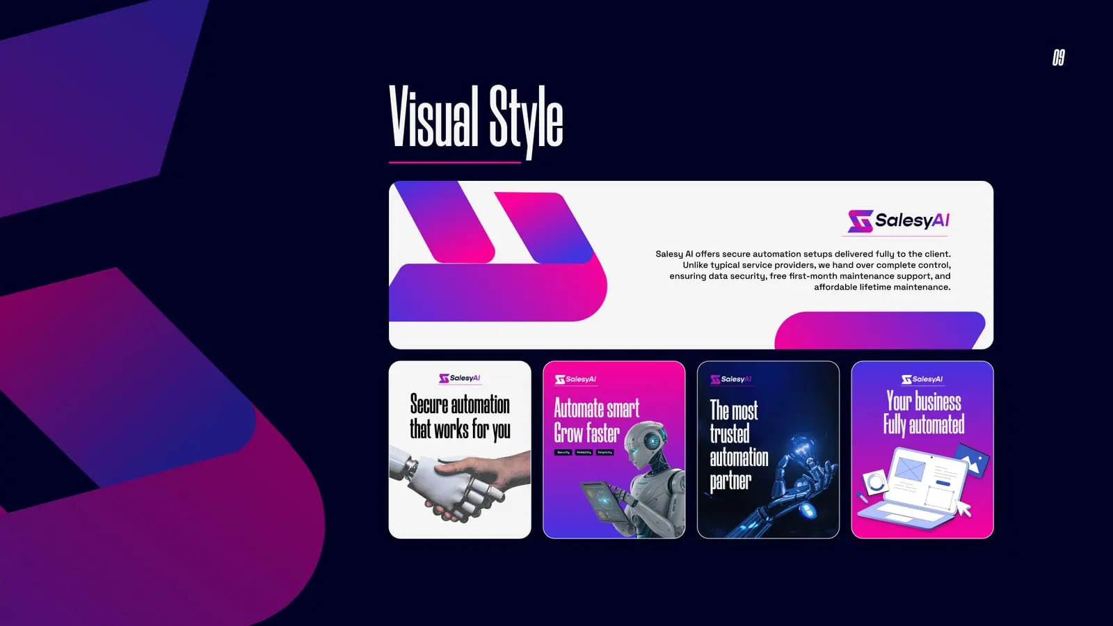 Salesy AI brand guideline, page 8: Visual style