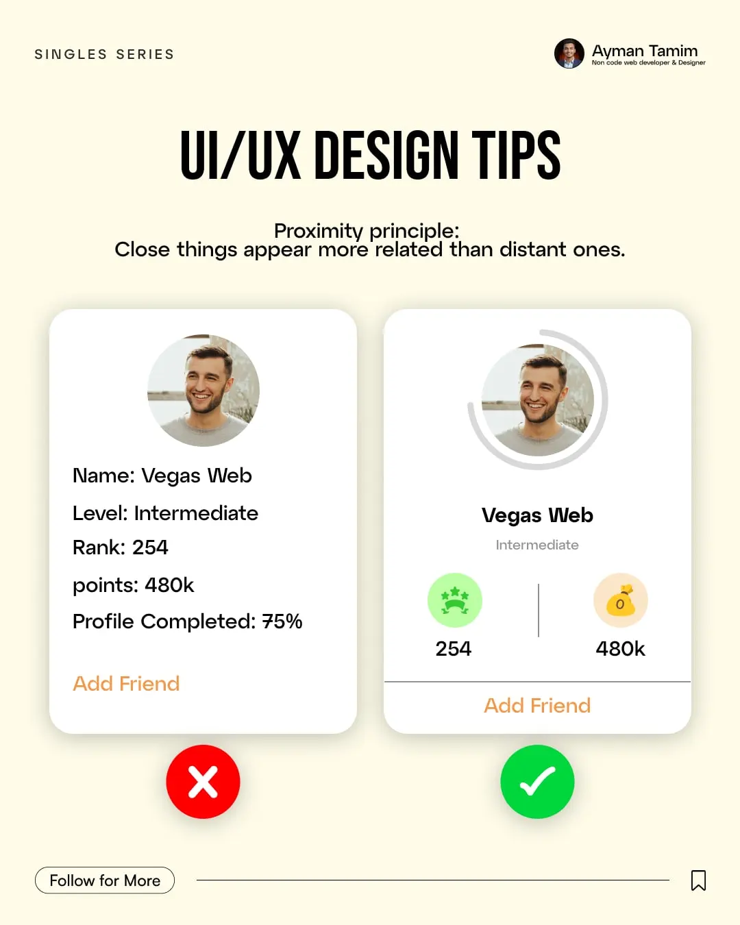 Ayman Tamim post: UI/UX design tips